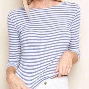 Brandy Melville light blue and white striped shirt